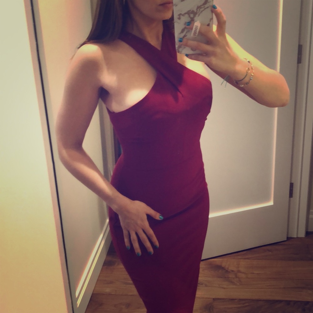 Burgundy Bodycon Midi Dress